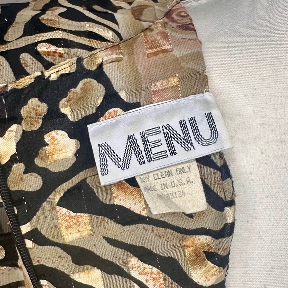 Vintage Metallic Gold Floral Bodice Dress, Size 10 - Picture 10 of 14